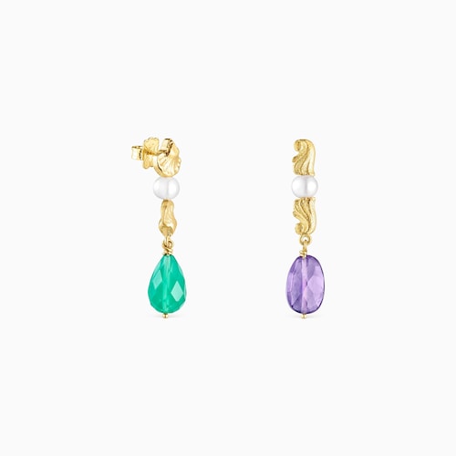 18K gold vermeil Oceaan Color Earrings with gemstones