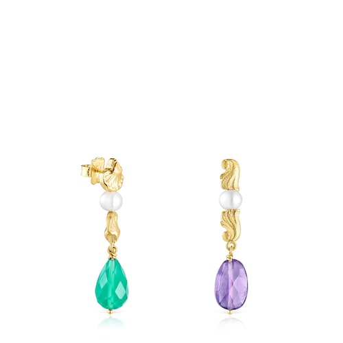 Silver Vermeil Oceaan Color Earrings with gemstones