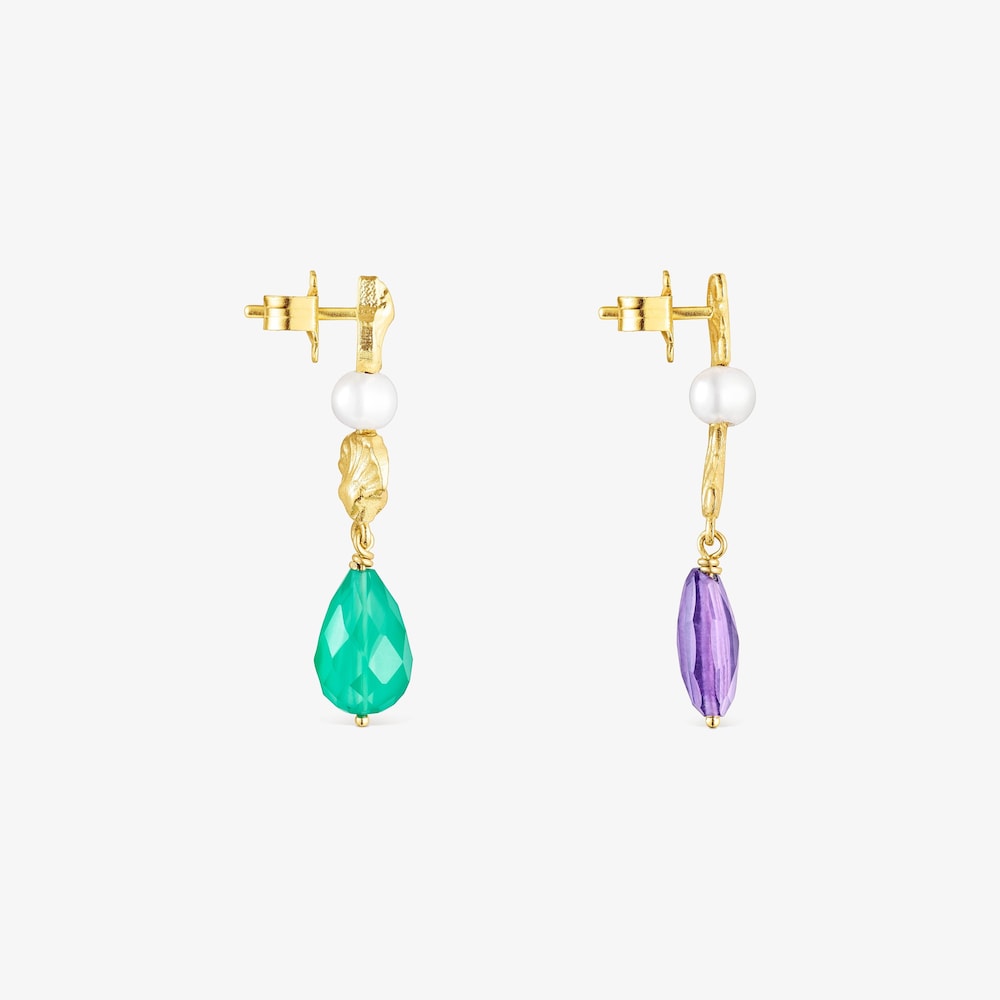 18K gold vermeil Oceaan Color Earrings with gemstones