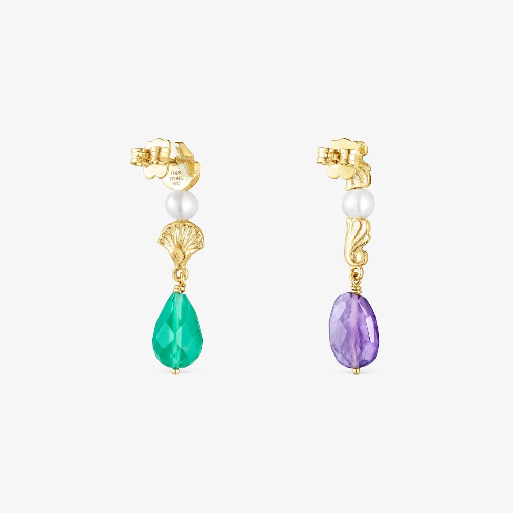 18K gold vermeil Oceaan Color Earrings with gemstones