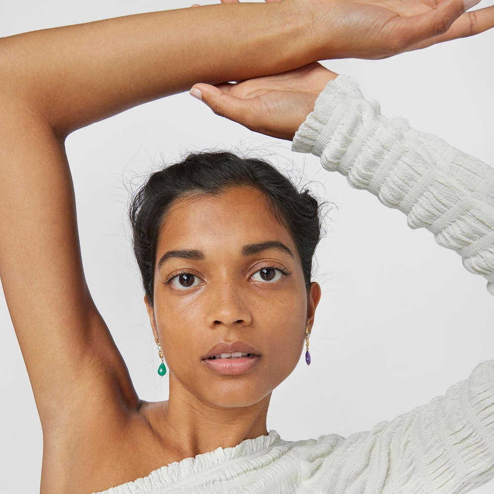 18K gold vermeil Oceaan Color Earrings with gemstones