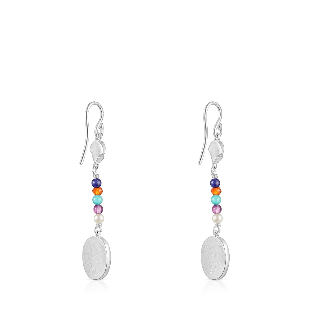 Aretes largos camafeo de plata y gemas Oceaan Color