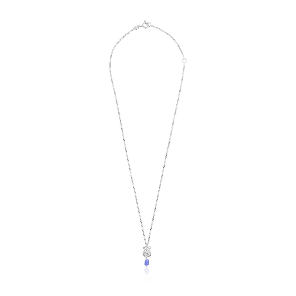 Collar oso de plata y glass azul Oceaan