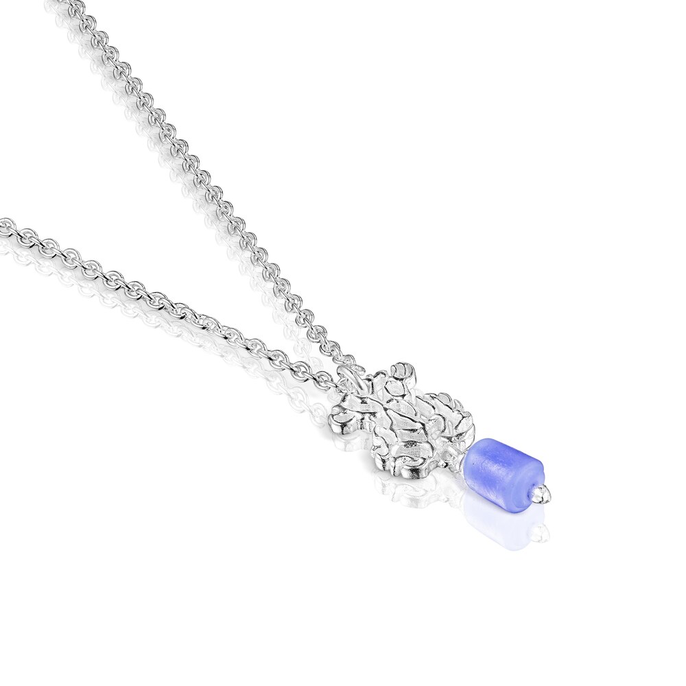 Collar oso de plata y glass azul Oceaan