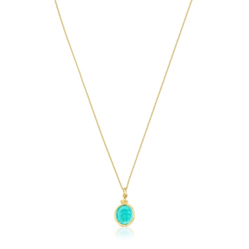 Collar camafeo con ba&ntilde;o de oro 18 kt sobre plata y glass verde Oceaan Color