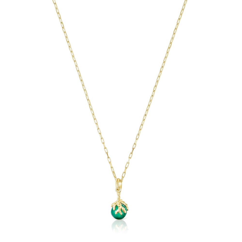 Collar con ba&ntilde;o de oro 18 kt sobre plata y crisoprasa Oceaan Color