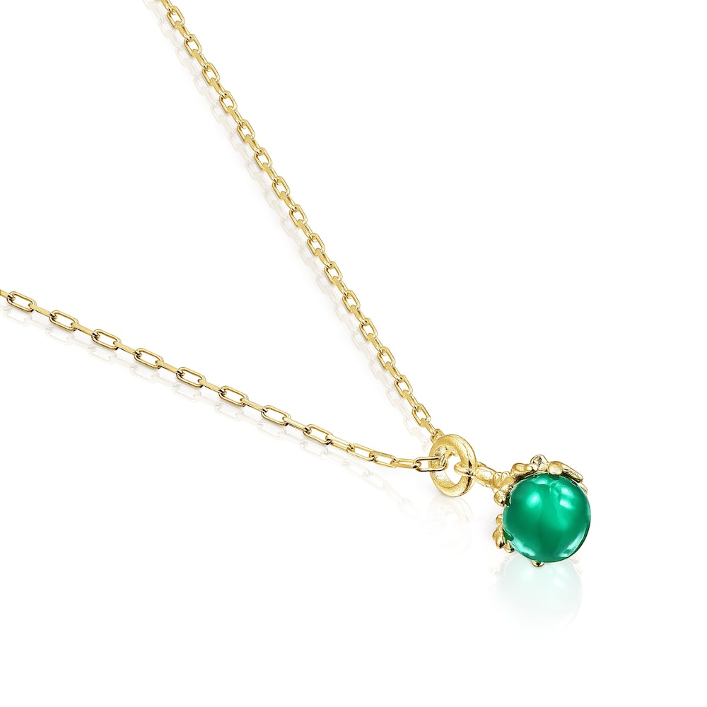 Collar con ba&ntilde;o de oro 18 kt sobre plata y crisoprasa Oceaan Color