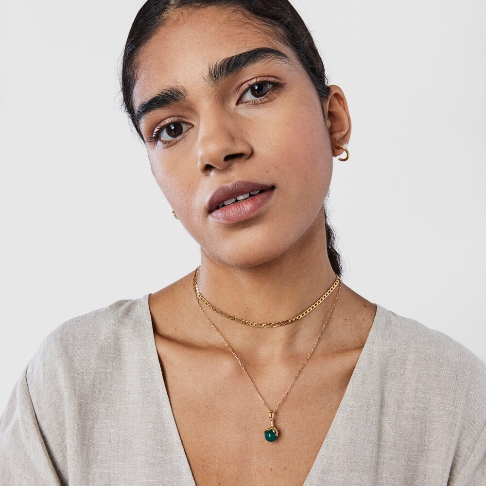 Collar con ba&ntilde;o de oro 18 kt sobre plata y crisoprasa Oceaan Color