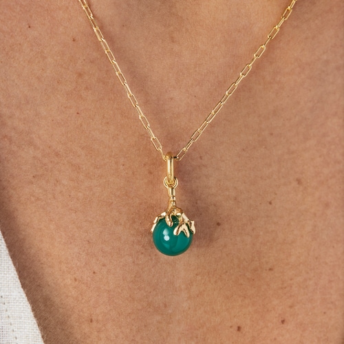 Collar con baño de oro 18 kt sobre plata y crisoprasa Oceaan Color
