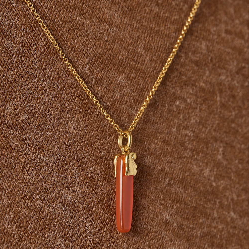 Tous Oceaan &ndash; Př&iacute;věsek ze žlut&eacute;ho stř&iacute;bra Vermeil s karneolem