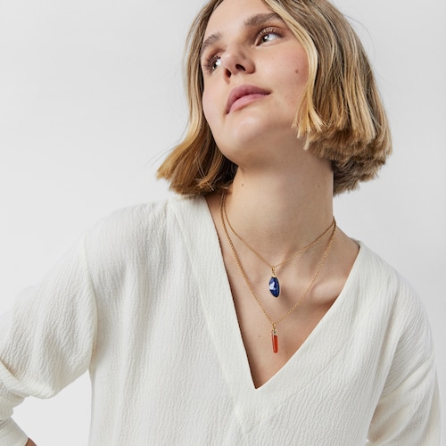 Dije con ba&ntilde;o de oro 18 kt sobre plata y lapislazuli Oceaan Color