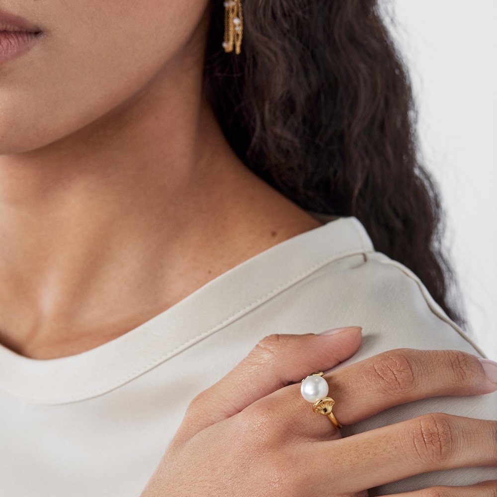 Muschel-Ring Oceaan aus Gold mit Perle