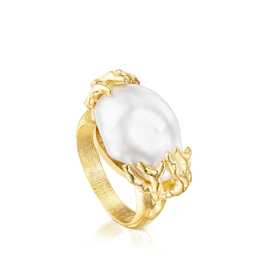 Silver vermeil Oceaan Color Ring with pearls