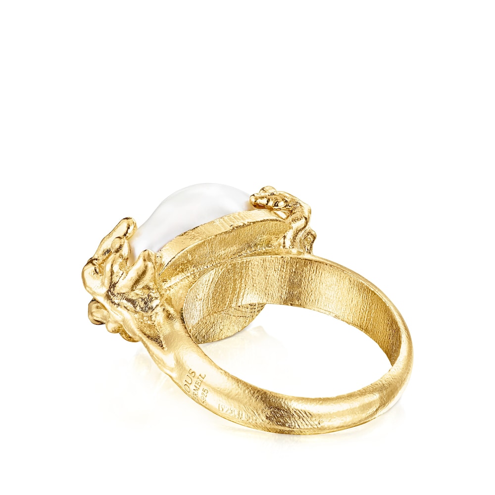 Silver vermeil Oceaan Color Ring with pearls