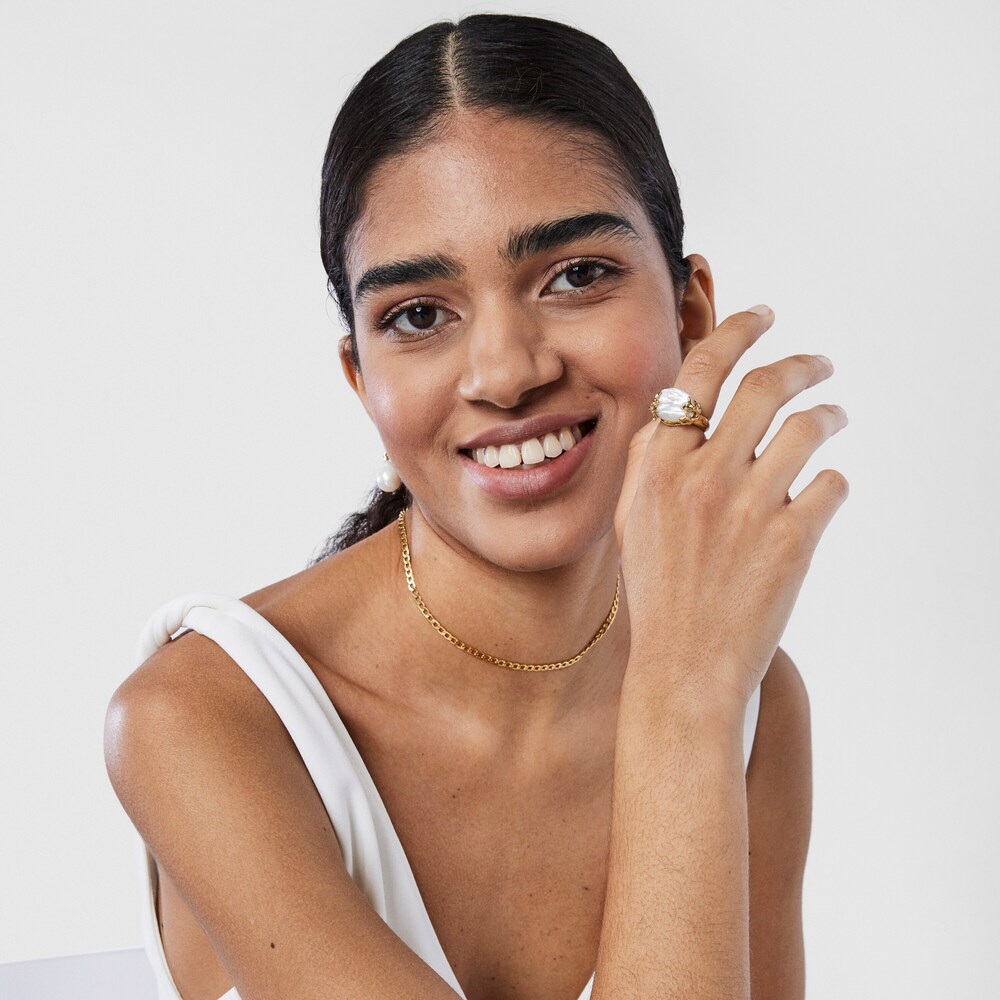 Silver vermeil Oceaan Color Ring with pearls