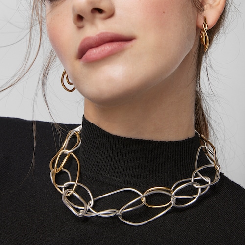 Collar anillas ovales bicolor Hav