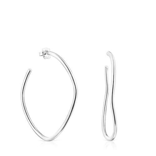 Silver Hav wave-shaped Hoop earrings