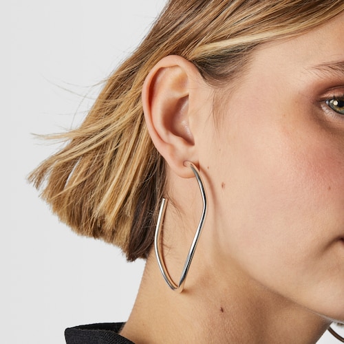 Silver Hav wave-shaped Hoop earrings