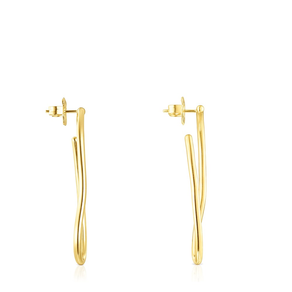Pendientes largos con baño de oro 18 kt sobre plata Hav image number 1