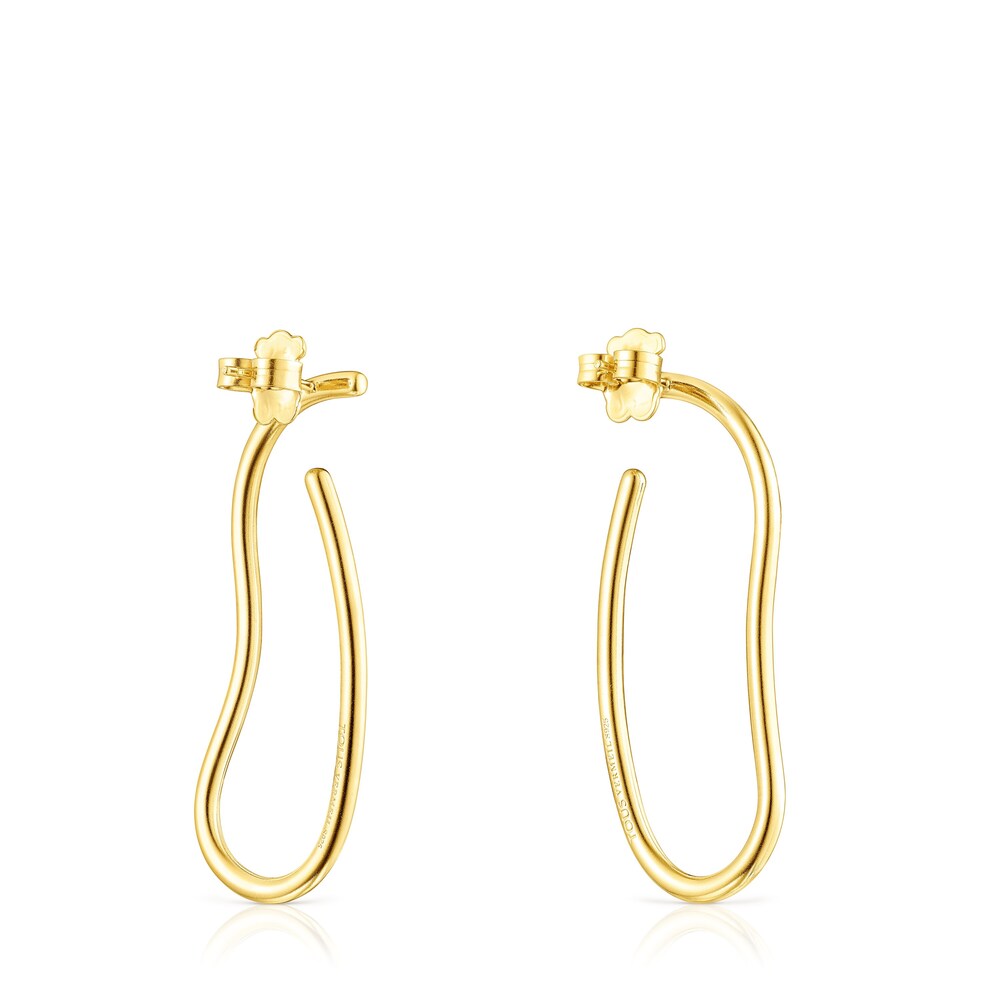 Pendientes largos con baño de oro 18 kt sobre plata Hav image number 2