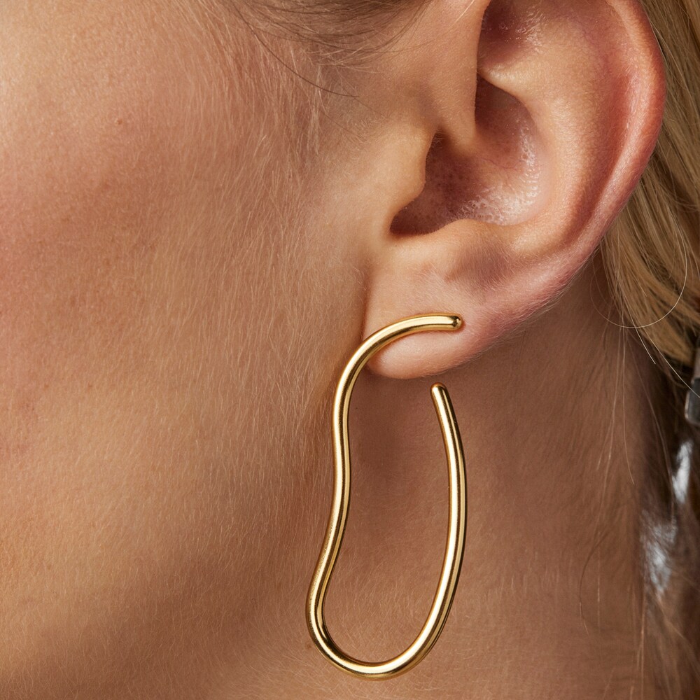Pendientes largos con baño de oro 18 kt sobre plata Hav image number 5