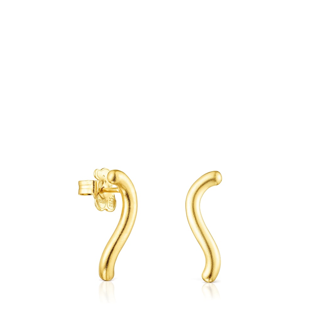 Pendientes onda con baño de oro 18 kt sobre plata Hav image number 0
