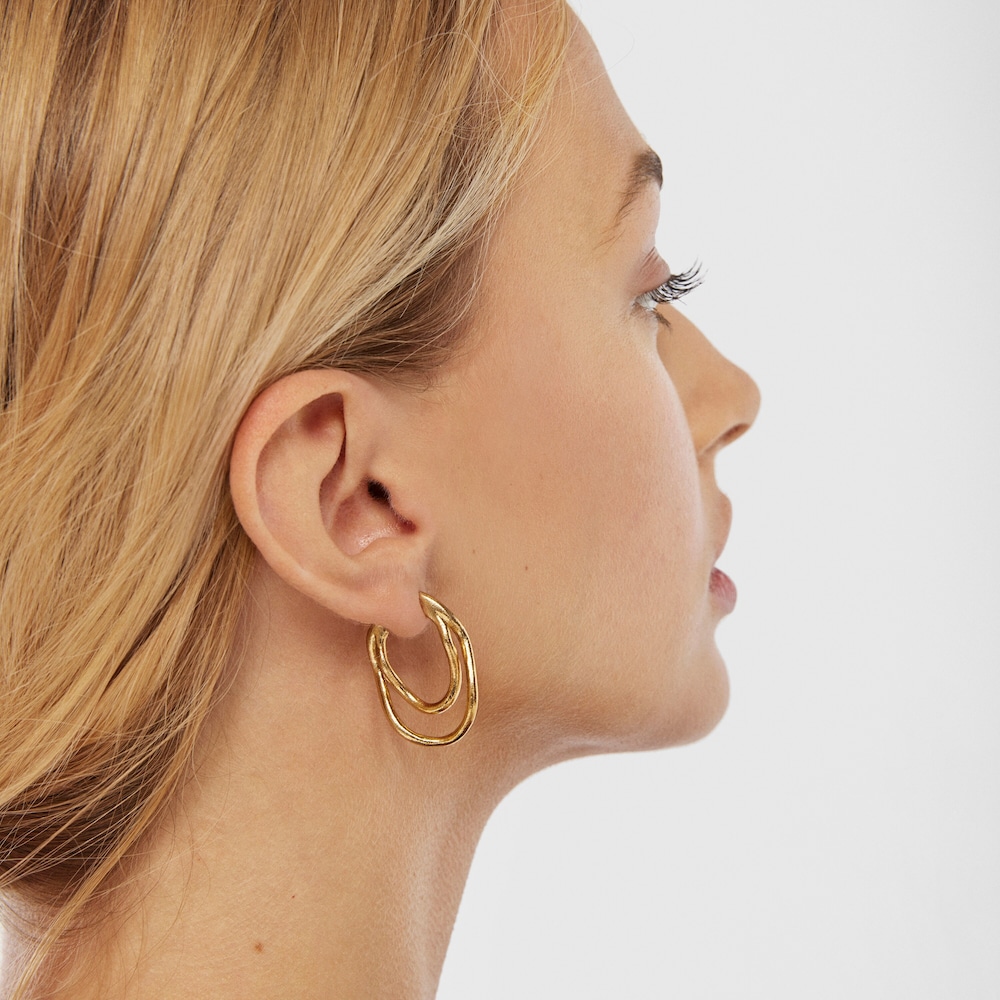 Pendientes con baño de oro 18 kt sobre plata Hav image number 8