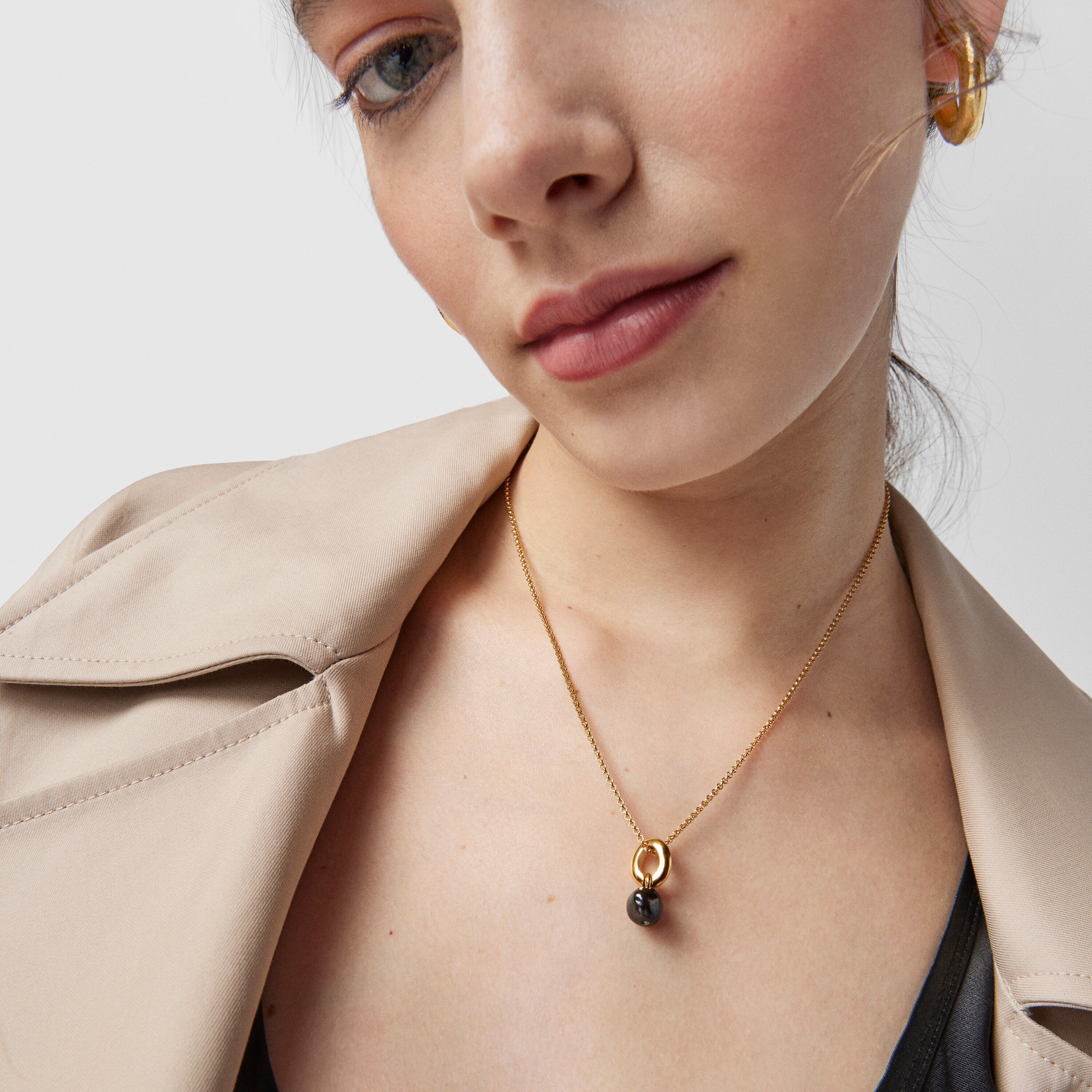 Silver vermeil Hav Pendant with gray pearl