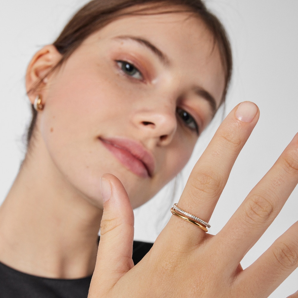 Anillo doble de oro y diamantes Hav