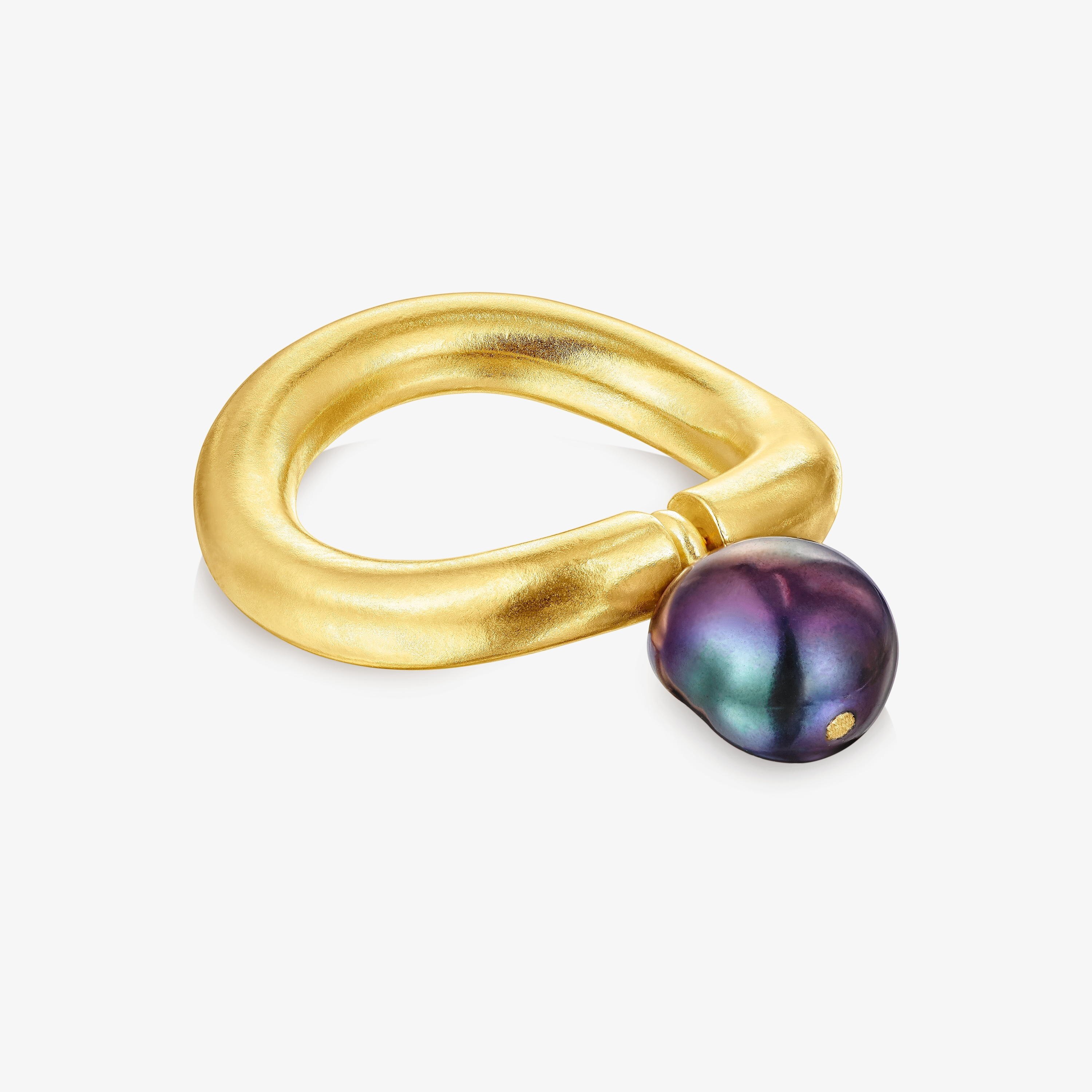 Silver vermeil Hav Ring with gray pearl