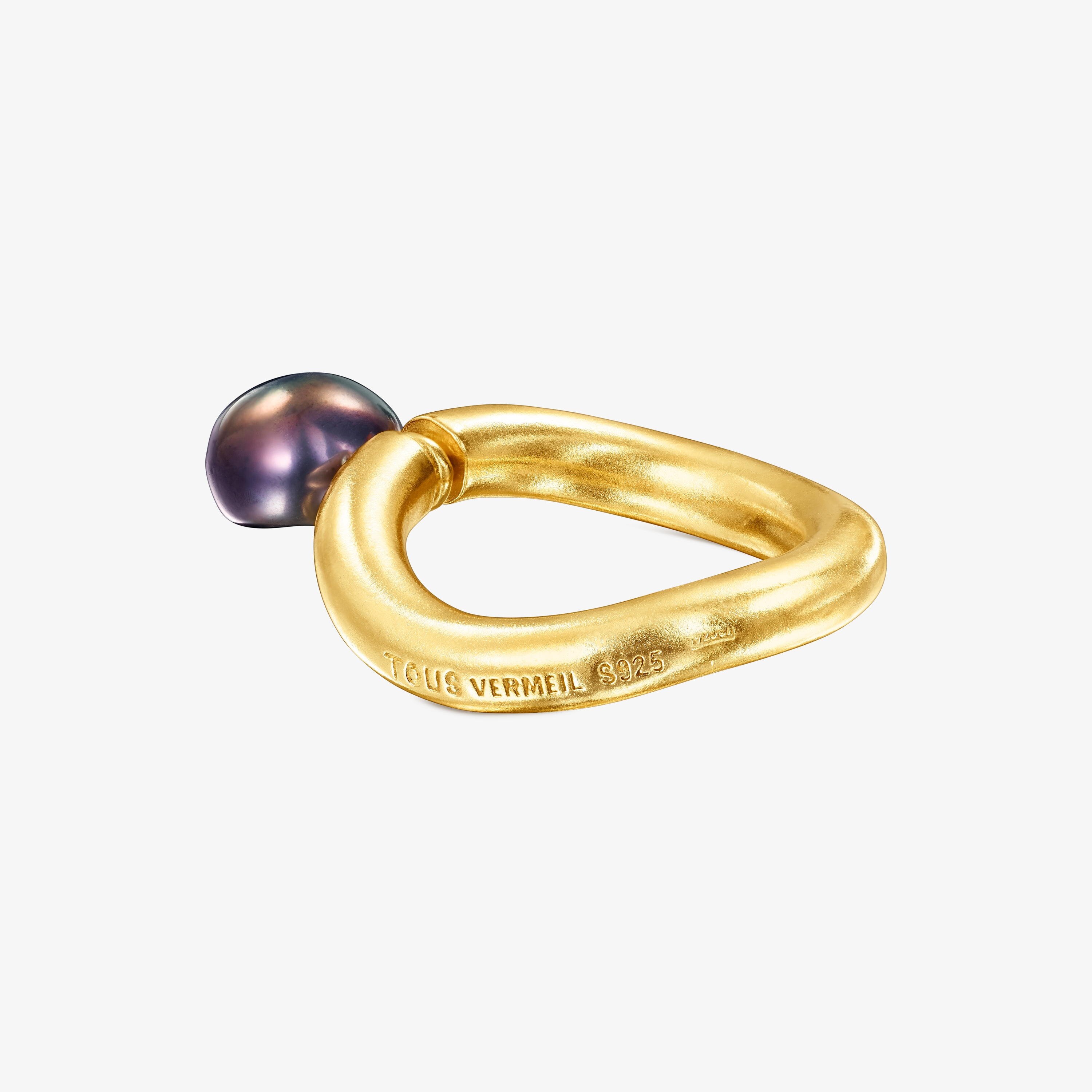 Silver vermeil Hav Ring with gray pearl