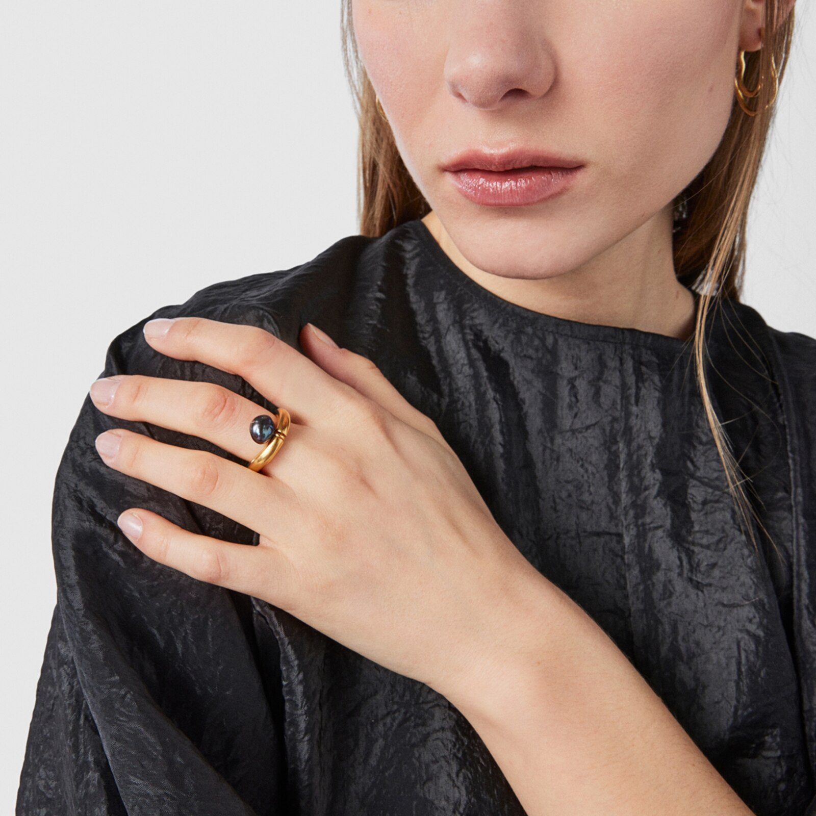 Silver vermeil Hav Ring with gray pearl