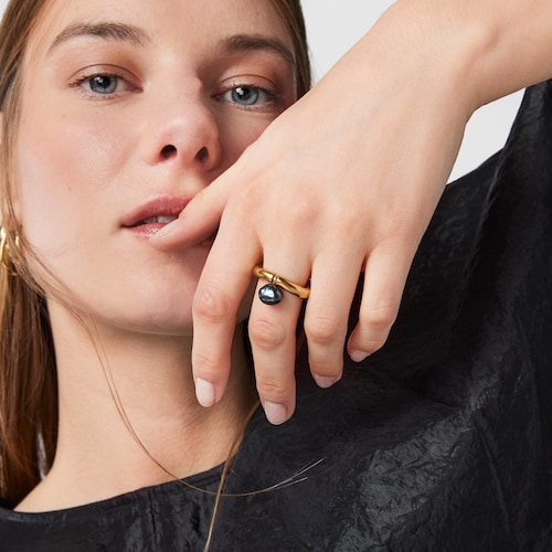 Silver vermeil Hav Ring with gray pearl