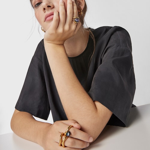Silver vermeil Hav double Ring with gray pearl