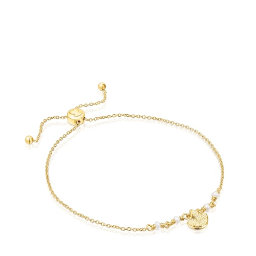 Pulsera con baño de oro 18 kt sobre plata y perlas Sea Vibes image number 0