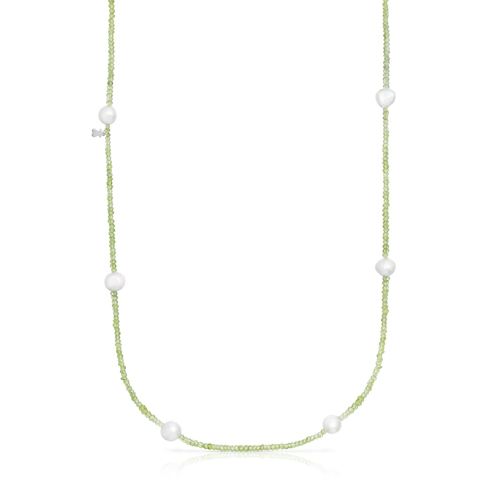 Colar Sea Vibes em peridotos e p&eacute;rolas