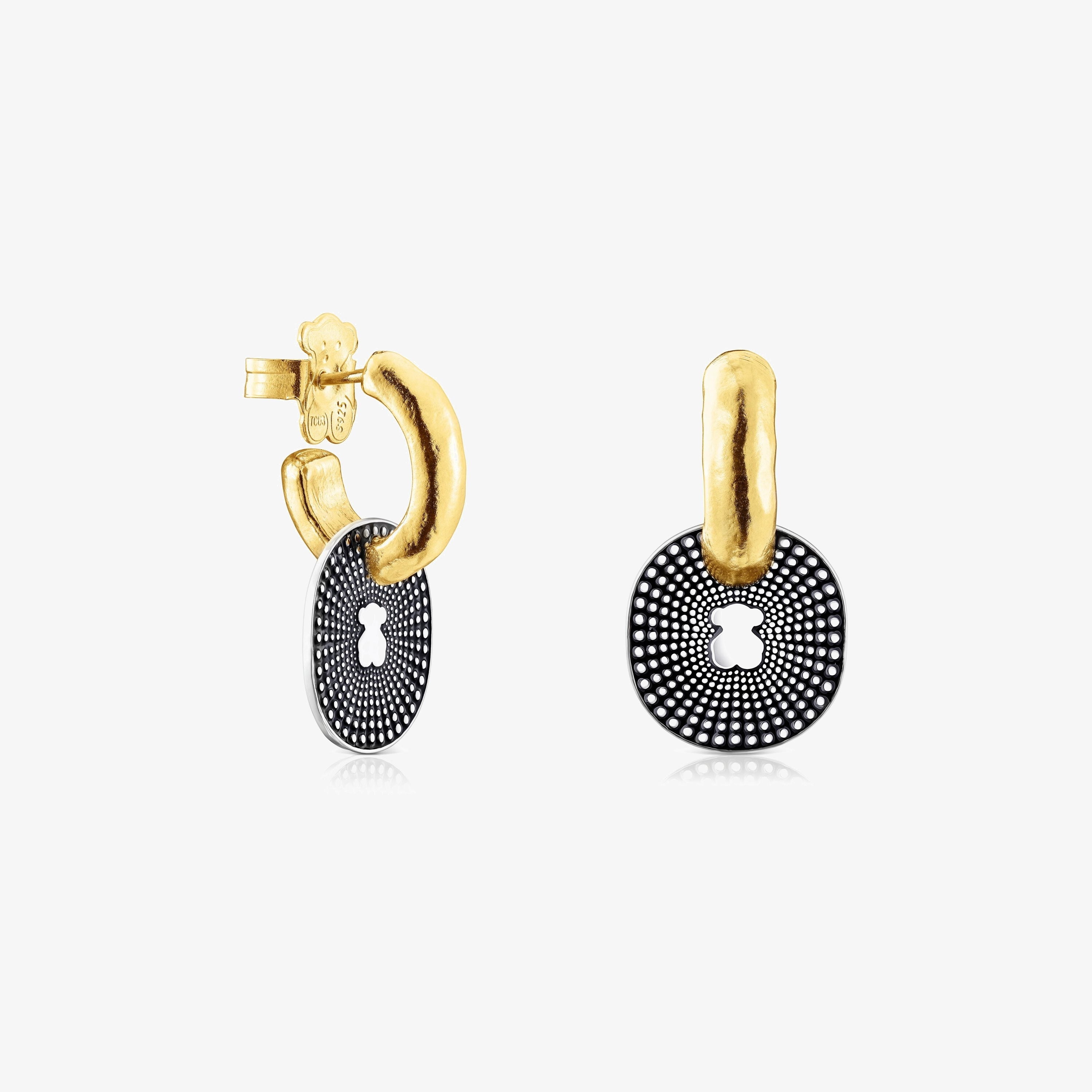 Short two-tone Oursin Earrings