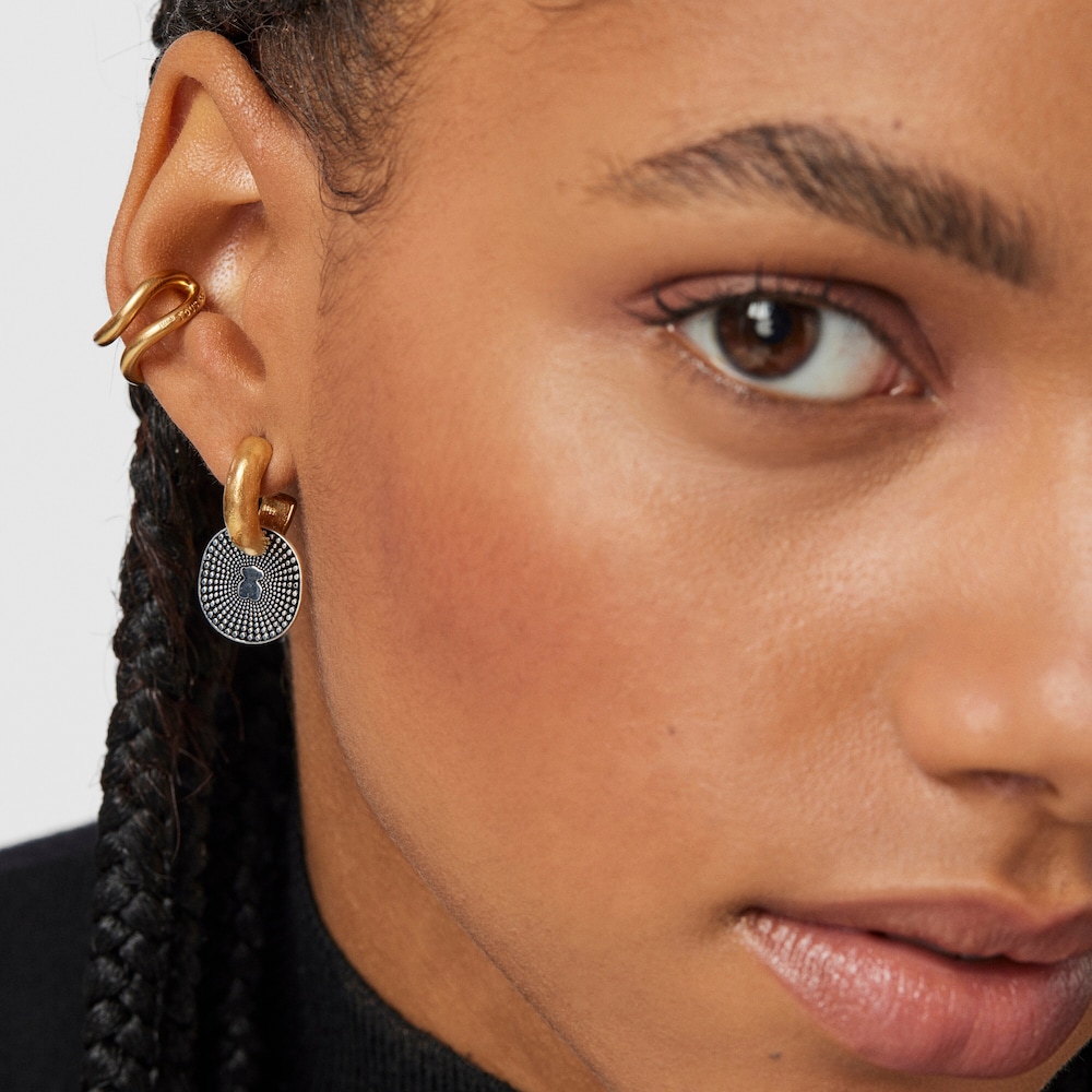 Short two-tone Oursin Earrings