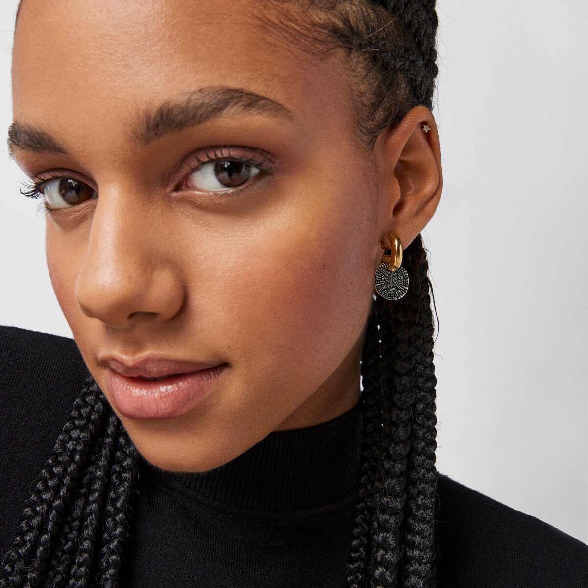 Short two-tone Oursin Earrings