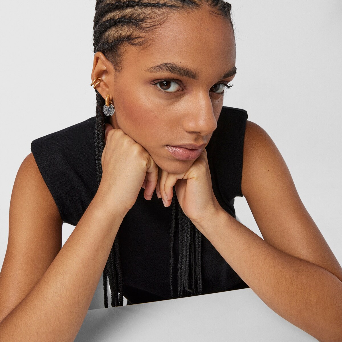 Short two-tone Oursin Earrings