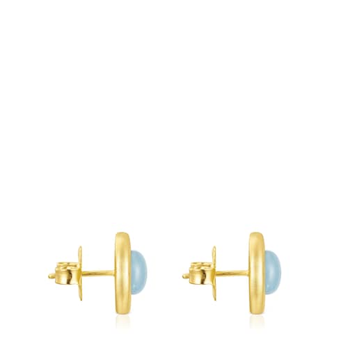 Aretes con baño de oro 18 kt sobre plata y calcedonia Nattfall