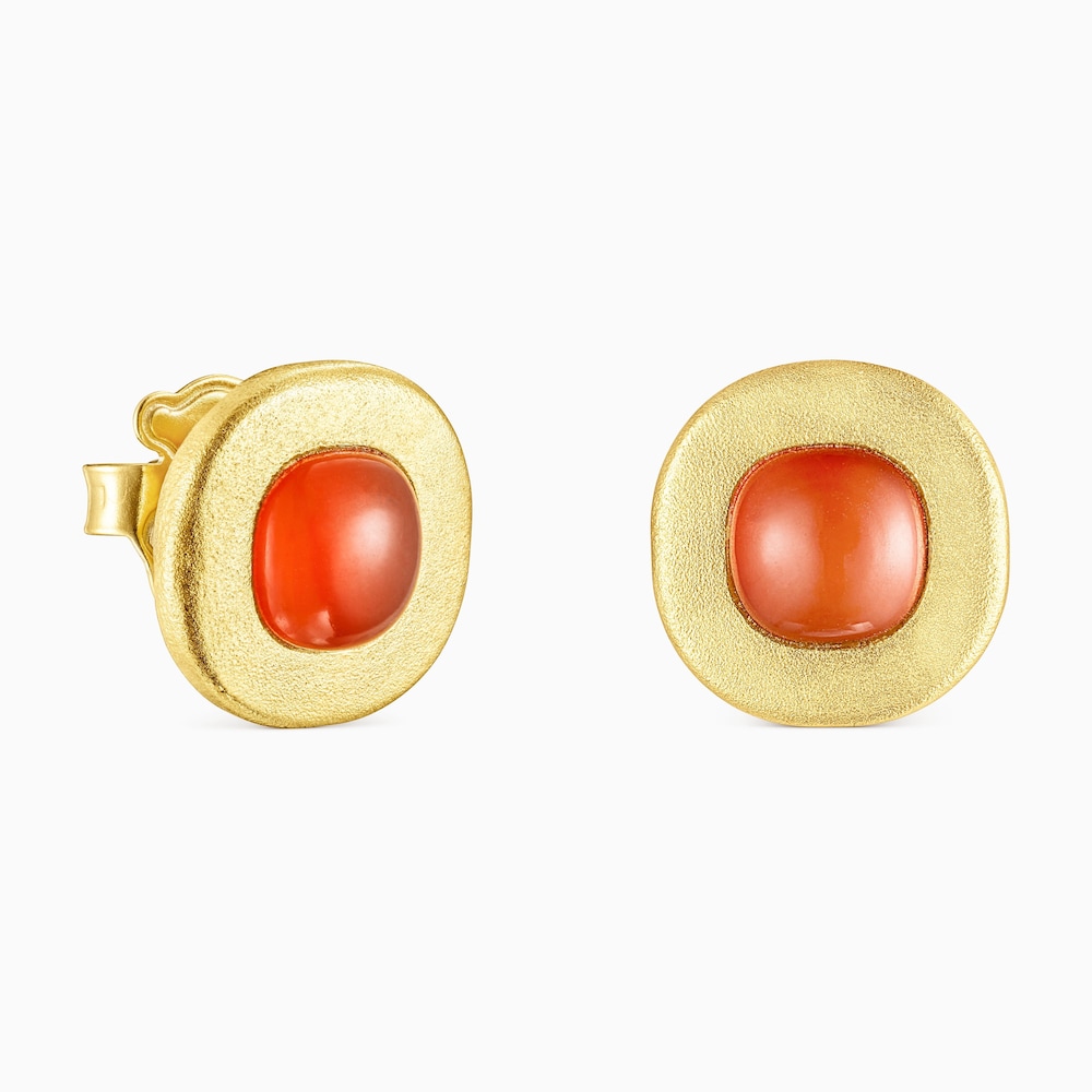 Aretes con ba&ntilde;o de oro 18 kt sobre plata y cornalina Nattfall