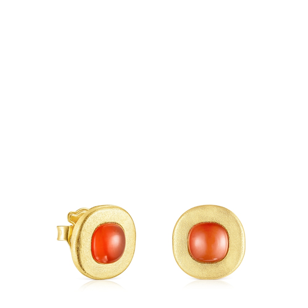 Aretes con baño de oro 18 kt sobre plata y cornalina Nattfall image number 0