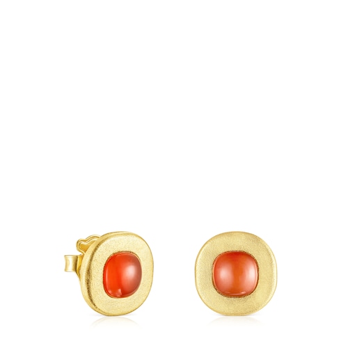 Aretes con baño de oro 18 kt sobre plata y cornalina Nattfall