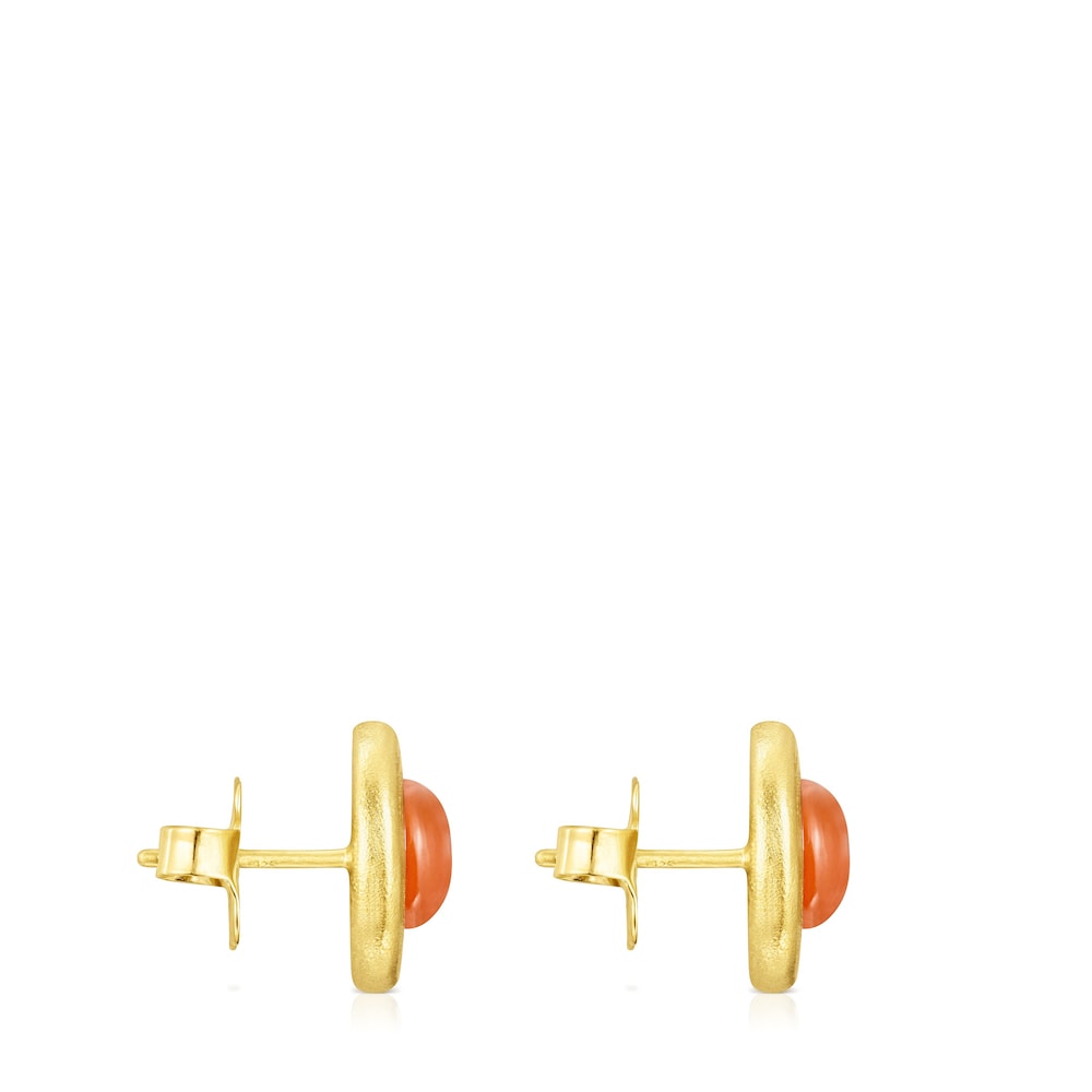 Aretes con ba&ntilde;o de oro 18 kt sobre plata y cornalina Nattfall