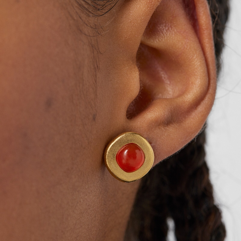 Aretes con ba&ntilde;o de oro 18 kt sobre plata y cornalina Nattfall