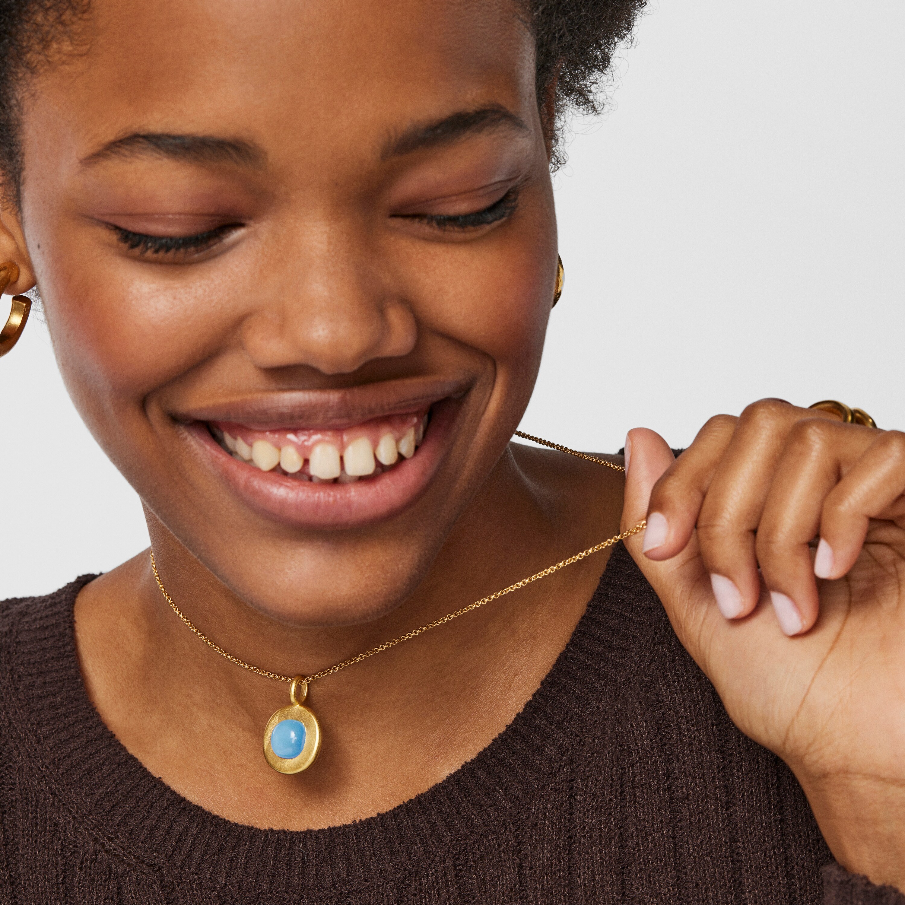 Silver vermeil Nattfall Pendant with chalcedony