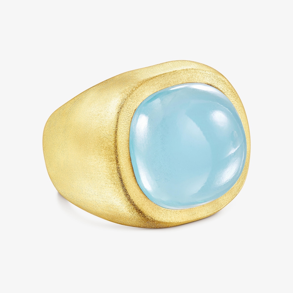 Anello con placcatura in oro 18 kt su argento e calcedonio Nattfall