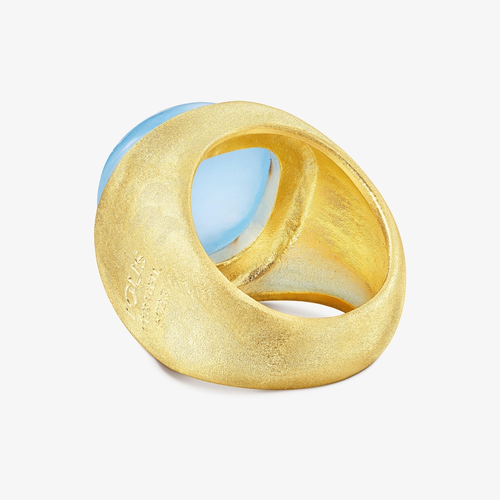 Anello con placcatura in oro 18 kt su argento e calcedonio Nattfall