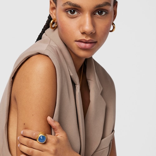 Silver vermeil Nattfall Ring with chalcedony